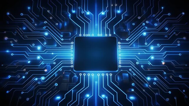 ブルーデジタル回路パターン背景エフェクト