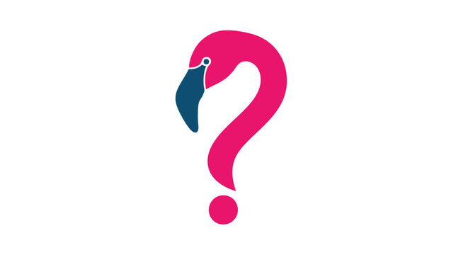 A pink flamingo question mark symbol.