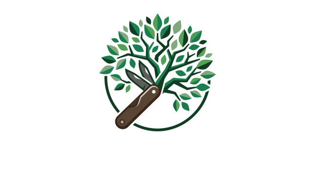 Tree with machete logo design.