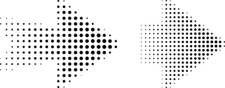 Abstract geometric dot pattern forming stylized arrow shapes on transparent background