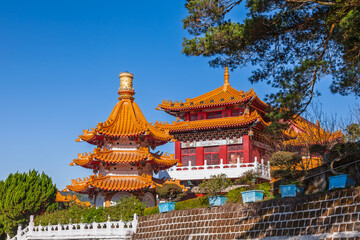 Fototapeta premium Wen Wu Temple pagoda and hillside complex