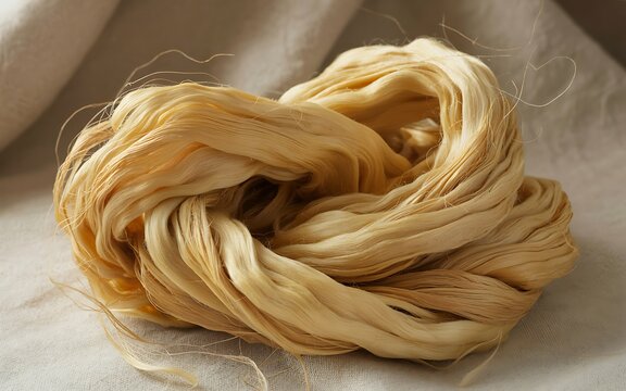 Raw Organic Sisal Fiber Bundle Textured Linen Background Photo