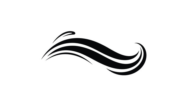 Bold black calligraphic wave or flourish element that can be used for decorative accents in typography and design.