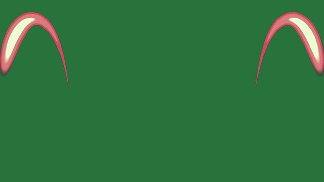 Red design an image of teeth border the letter v on it two horns heart isolated on green screen background