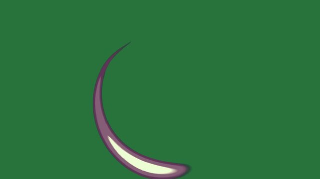White border and screen an image of tear on it crescent arrow pointing to the right hole in middle letter c left small isolated on green screen background
