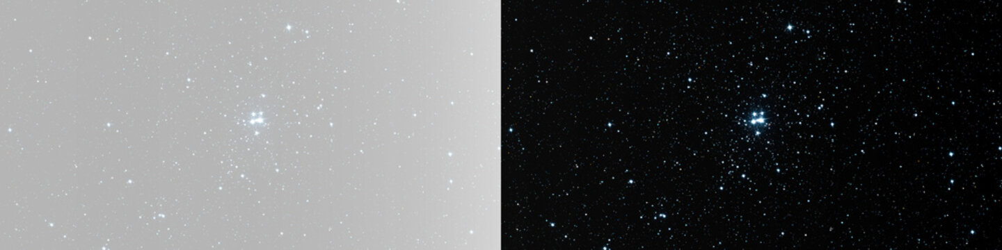 Glowing blue starry sky texture with bright starburst isolated on grey and black backgrounds set