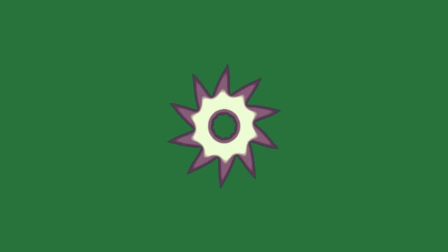 An image of a green screen with white background and circular object on star in the middle border circle it small hole  depth colorful expression cartoonish