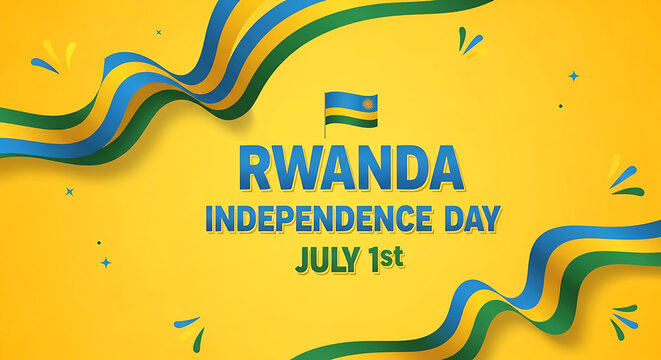 Rwanda independence day poster with map