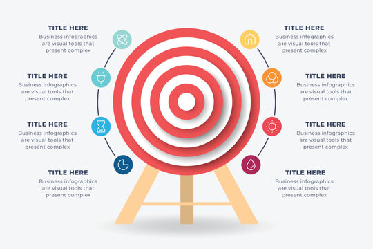 Business target infographic template, diagram, timeline, and presentation success concept, vector illustration of target infographic.