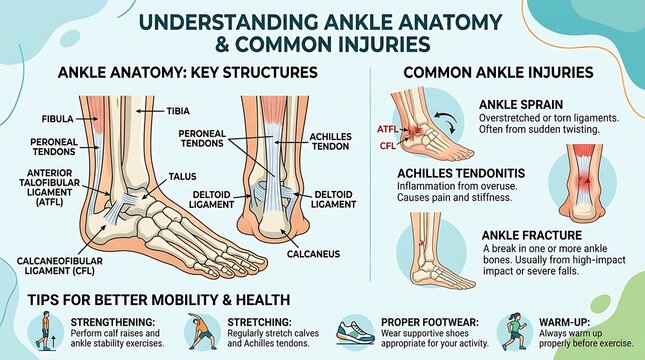 Ankle Anatomy and Common Injuries Guide.