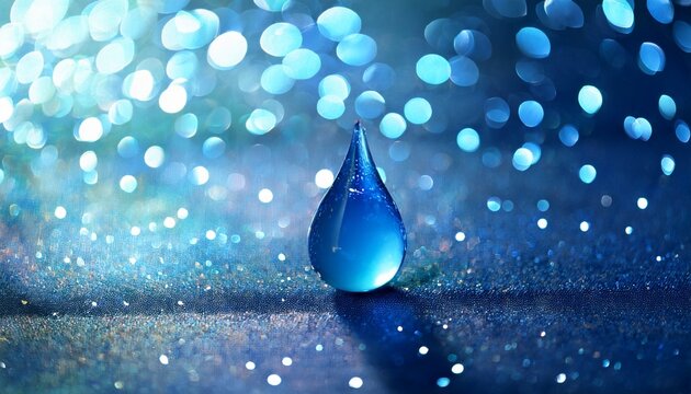 blue waterdrop on glitter bokeh background