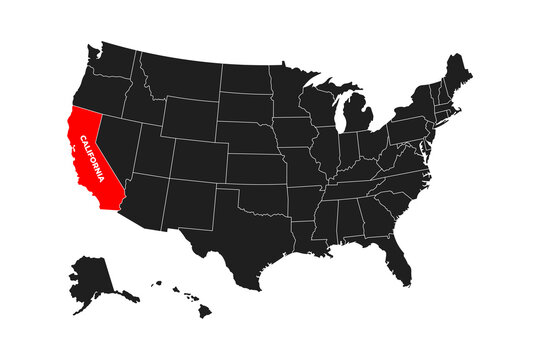 California State, USA, vector map isolated on United states map. Editable blank vector map of USA.