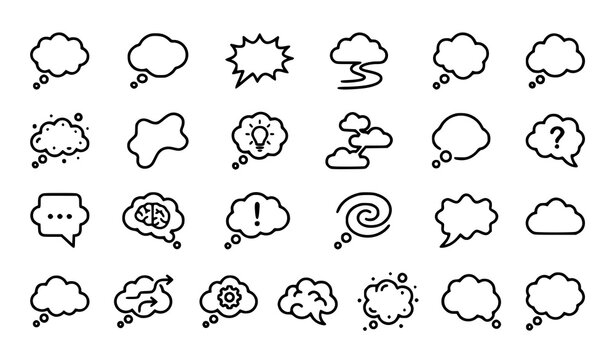 Thought Bubble Icon Set Empty Cloud Speech Bubble Vector Collection