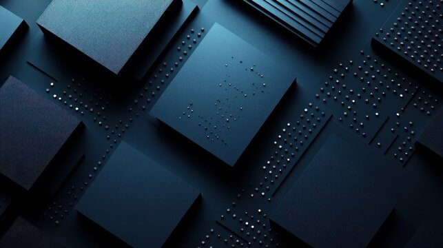 Close up view of sleek dark circuit boards displaying unique textures and patterns