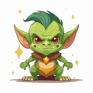 Cute Green Goblin Character Illustration