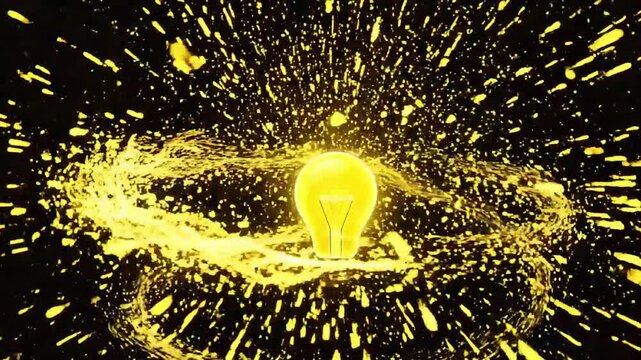A lightbulb icon switching on with a bright yellow flash to indicate a new idea Videos