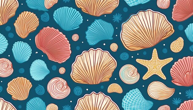 sea shells seamless pattern