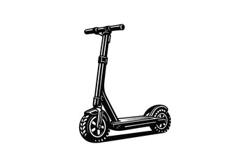 Black electric scooter standing upright © Md. Alamin Mia