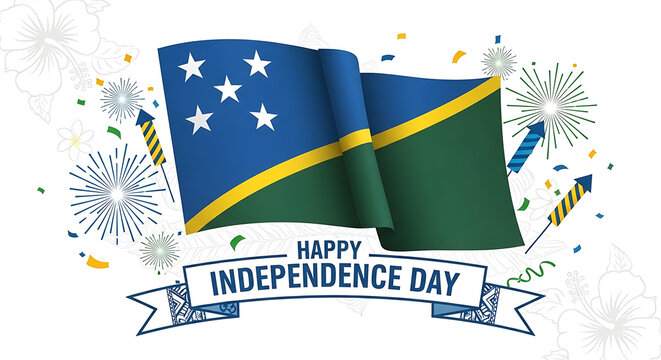 Solomon islands flag illustration with confetti