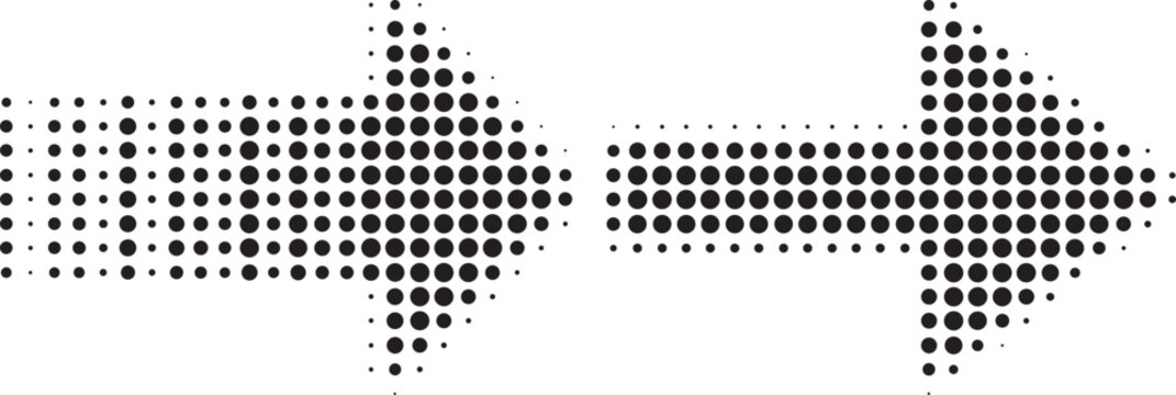 Halftone pattern with two crosses made of small circles on white background
