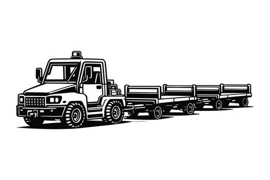 Heavy duty truck pulling flatbed trailer