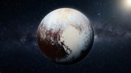 Naklejka premium Pluto dwarf planet realistic rendering in deep space