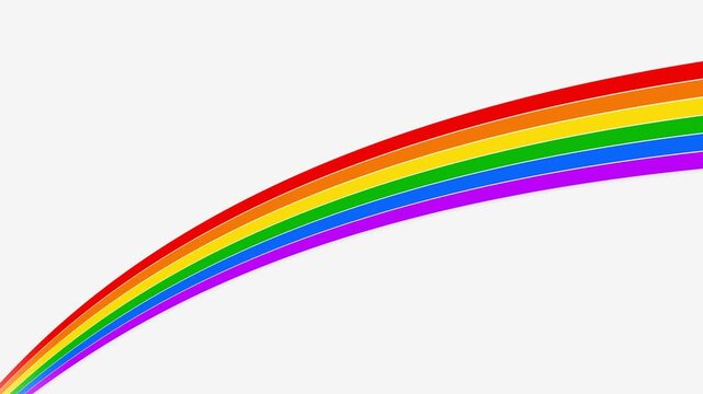 Rainbow stripe shining light sweep LGBTQ pride month animation on white background