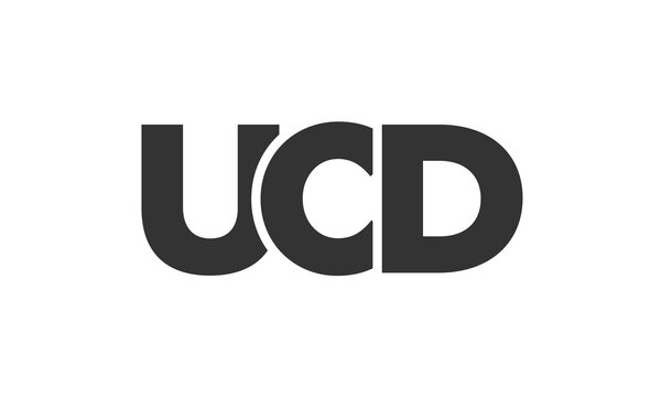 UCD logo design template with strong and modern bold text. Initial based vector logotype featuring simple and minimal typography. Trendy company identity.