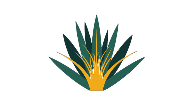 Vibrant Agave Plant Illustration With Golden Spikes.