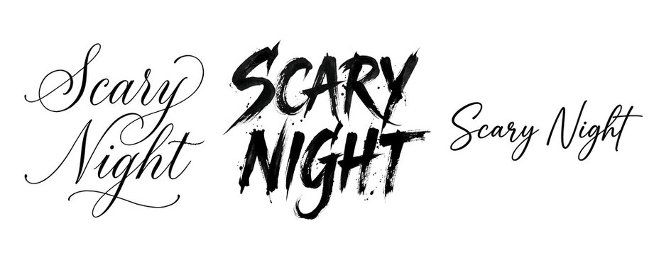 A spooky scary night text on a transparent background