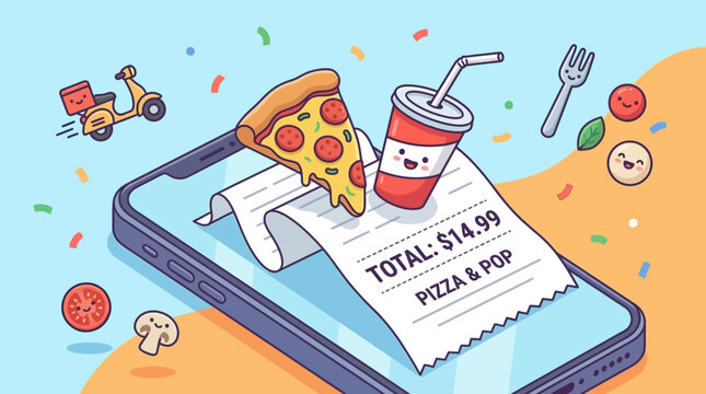 Convenient Online Food Ordering App with Digital Receipt for Fast Delivery of Pizza and Refreshing Drink