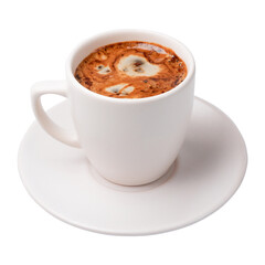 Fototapeta premium White Ceramic Cup of Espresso With Crema on Saucer Isolated on Png Background