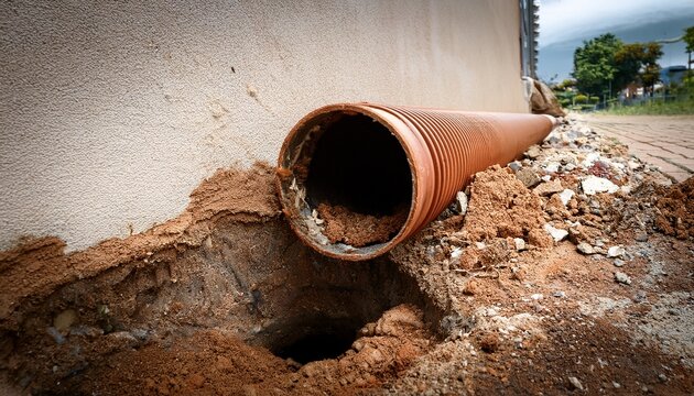 broken soil pipe in need of repair