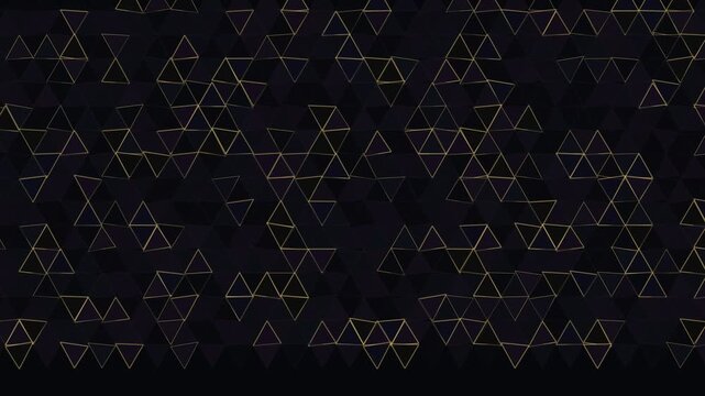 Abstract dark geometric background with glowing gold triangles
