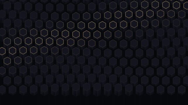 Golden light wave passing over dark hexagonal columns
