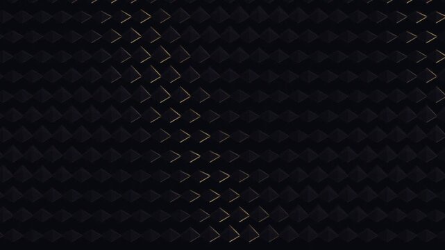 Golden light wave moving across dark geometric pyramid grid