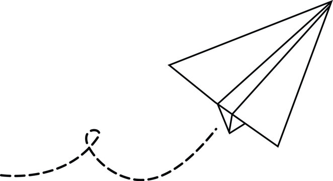 Paper Airplane Flight Path Icon Vector illustration for navigation, travel and direction concept.