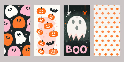 halloween greeting cards colorful vector illustrations ghosts © Shuvra Majumder