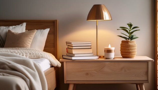 bedside table book stack lamp cozy lived spaces unmade comfort bedside table with cozy lived spaces unmade comfort mood and stack of book near
