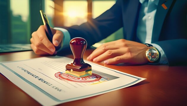 new business license approved with stamp symbolizes hope and overcoming depression in entrepreneurship