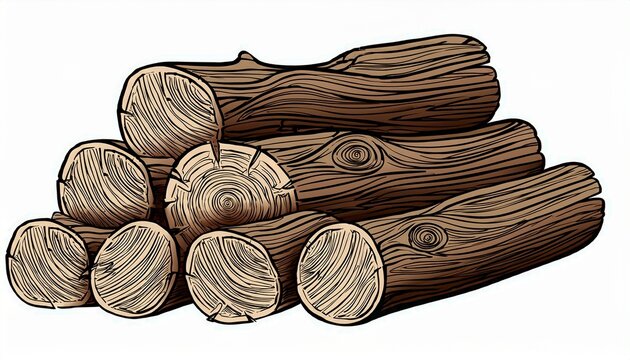 wood logs hand drawn sketch
