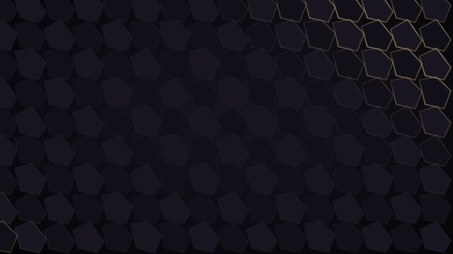 Abstract dark pentagon pattern with sweeping gold light