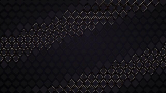 Elegant gold diamond geometric shapes on black background