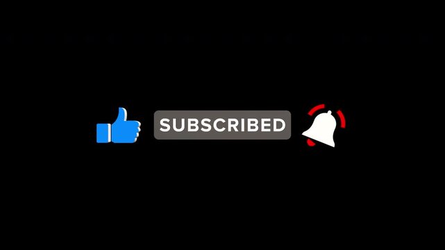 Subscribe Button Animation with Like and Notification Bell 3D (transparent background)