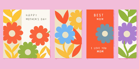 floral greeting cards colorful vector illustration mother © Ankan