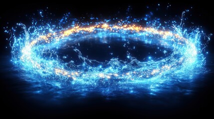 Fototapeta premium Bright blue swirls in the dark create mesmerizing light catching patterns