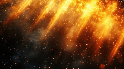 Fototapeta premium Sparkling golden light streams down illuminating the dark space with a mystical glow