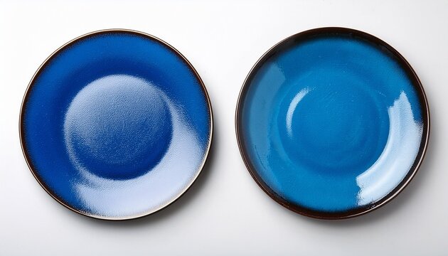 blue plate top view white background on white background