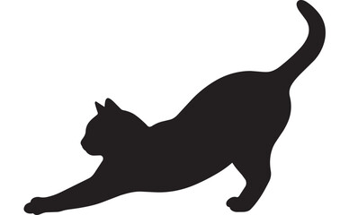 Black cat silhouette stretching © rockbd