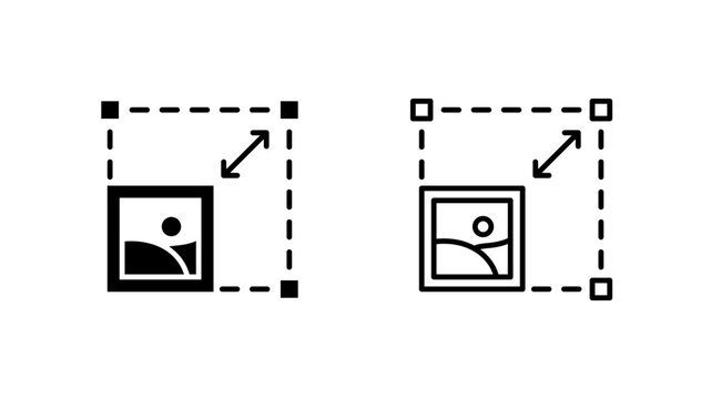 Resize Scale Image Glyph and Line Icon Set